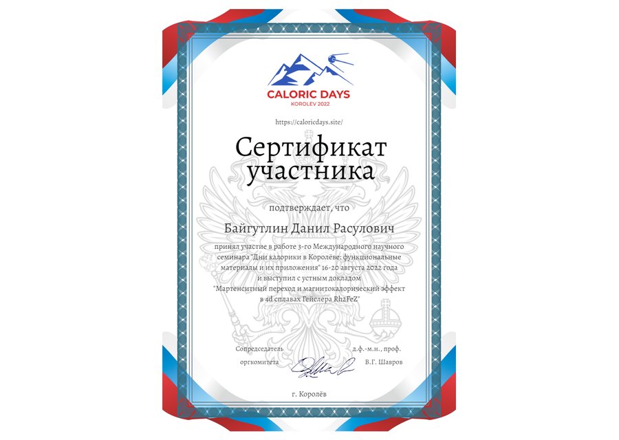 Сертификат участника Байгутлина Д. Р.